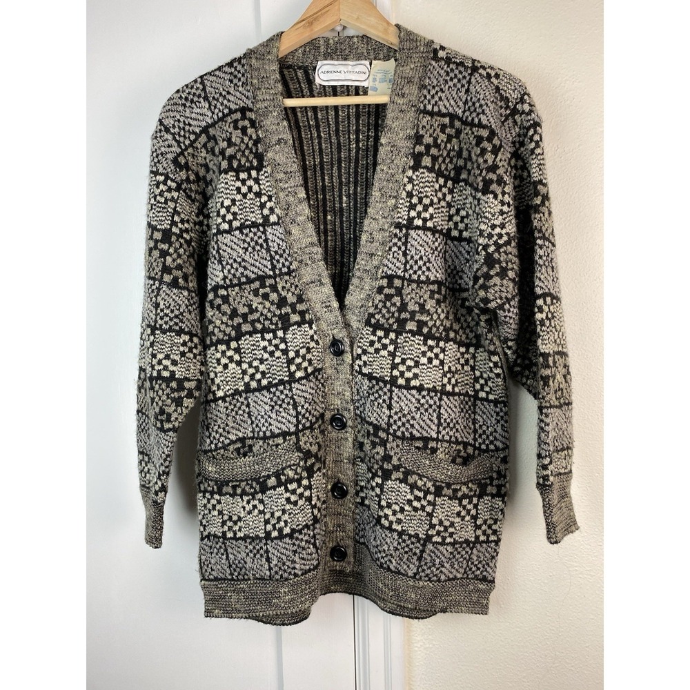 Adrienne Vittadini Mens M Gray Wool Blend Grandpa Cardigan Sweater Made in Italy